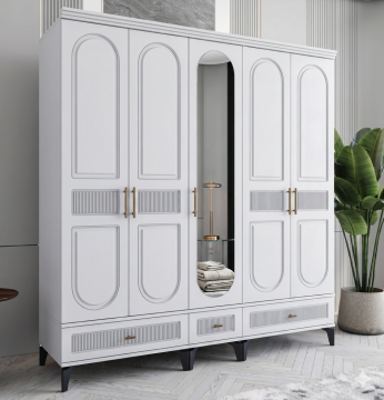 Libra 5 Kapılı Dolap / Komple MDF / Beyaz