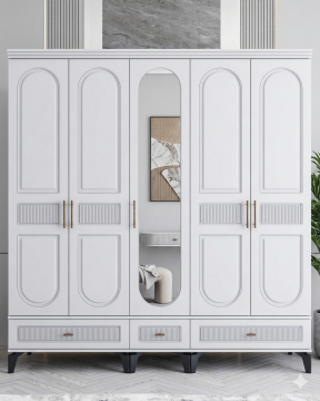 Libra 5 Kapılı Dolap / Komple MDF / Beyaz