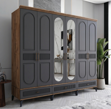Libra 6 Kapılı Dolap / Komple MDF / Antrasit