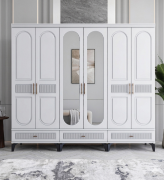 Libra 6 Kapılı Dolap / Komple MDF / Beyaz