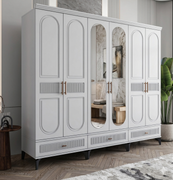 Libra 6 Kapılı Dolap / Komple MDF / Beyaz