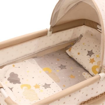 5'li Set / Star Portatif Tenteli Sepet Beşik / Yastık / Yorgan / Çarşaf / Sünger Yatak