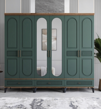 Libra 6 Kapılı Dolap / Komple MDF / Haki Yeşil