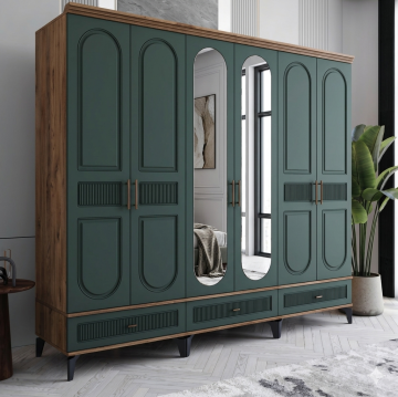 Libra 6 Kapılı Dolap / Komple MDF / Haki Yeşil