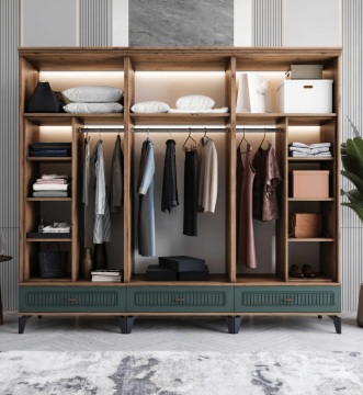 Libra 6 Kapılı Dolap / Komple MDF / Haki Yeşil