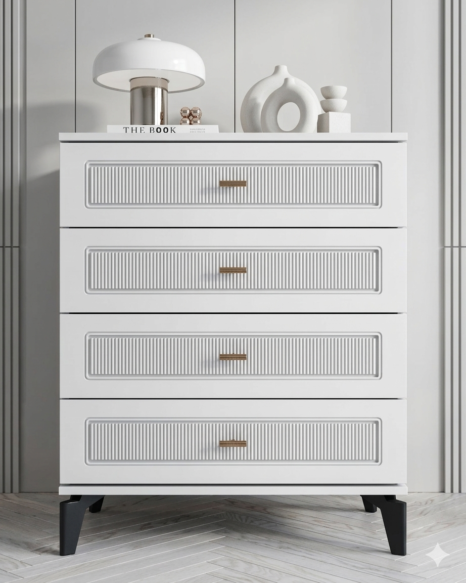 Libra 4 Çekmeceli Şifonyer / %100 MDF / Beyaz