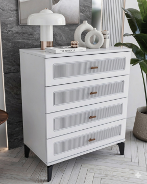 Libra 4 Çekmeceli Şifonyer / %100 MDF / Beyaz