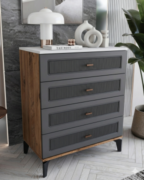 Libra 4 Çekmeceli Şifonyer / %100 MDF / Haki Yeşil