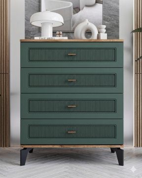 Libra 4 Çekmeceli Şifonyer / %100 MDF / Haki Yeşil