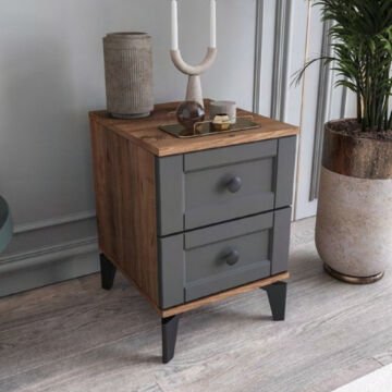 Karin 2 Çekmeceli  Komodin / Komple MDF / Antrasit
