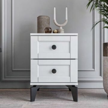 Karin 2 Çekmeceli Komodin / Komple MDF / Beyaz
