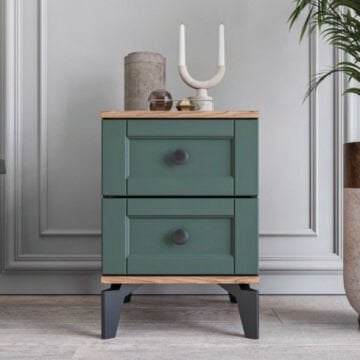 Karin 2 Çekmeceli Komodin / Komple MDF / Haki Yeşil