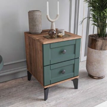 Karin 2 Çekmeceli Komodin / Komple MDF / Haki Yeşil