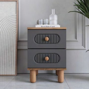 Milen 2 Çekmeceli Komodin / Komple MDF / Antrasit