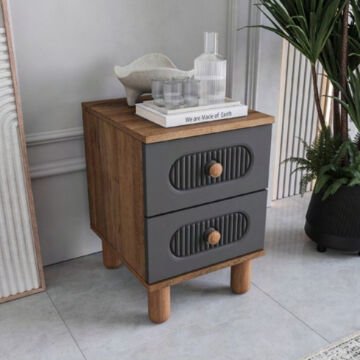 Milen 2 Çekmeceli Komodin / Komple MDF / Antrasit
