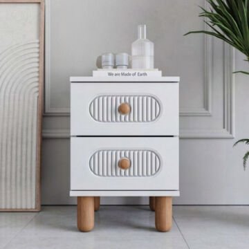 Milen 2 Çekmeceli Komodin / Komple MDF / Beyaz