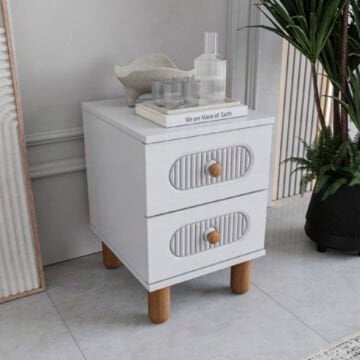 Milen 2 Çekmeceli Komodin / Komple MDF / Beyaz