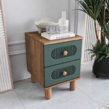 Milen 2 Çekmeceli Komodin / Komple MDF / Haki Yeşil