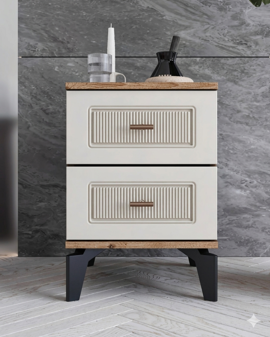 Libra 2 Çekmeceli Komodin / Komple MDF / Aytaşı