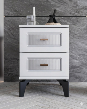 Libra 2 Çekmeceli Komodin / Komple MDF / Beyaz