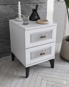 Libra 2 Çekmeceli Komodin / Komple MDF / Beyaz