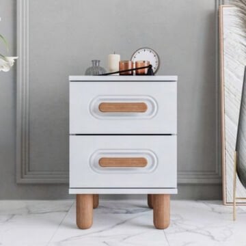 Otto 2 Çekmeceli Komodin / Komple MDF / Beyaz