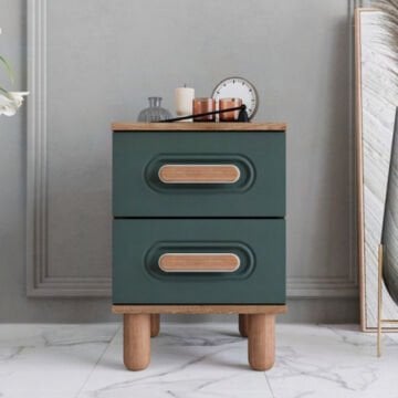 Otto 2 Çekmeceli Komodin/ Komple MDF / Haki Yeşil