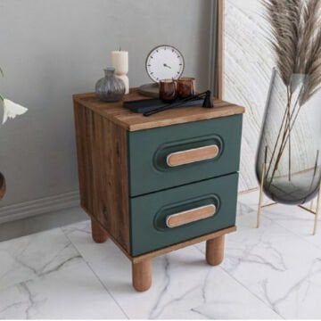 Otto 2 Çekmeceli Komodin/ Komple MDF / Haki Yeşil