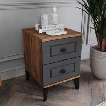 Panjur 2 Çekmeceli Komodin / Komple MDF / Antrasit