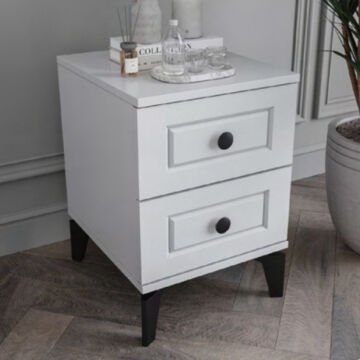 Panjur 2 Çekmeceli Komodin / Komple MDF / Beyaz