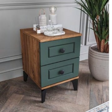 Panjur 2 Çekmeceli Komodin / Komple MDF / Haki Yeşil