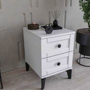 Silva 2 Çekmeceli Komodin / Komple MDF / Beyaz