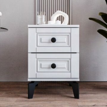 Terra 2 Çekmeceli Komodin / Komple MDF / Beyaz