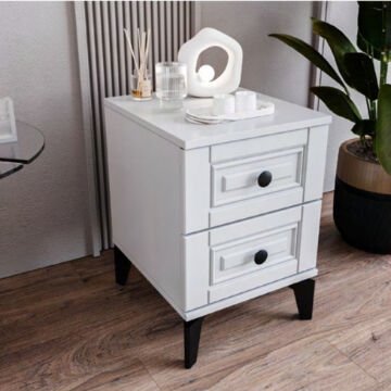 Terra 2 Çekmeceli Komodin / Komple MDF / Beyaz