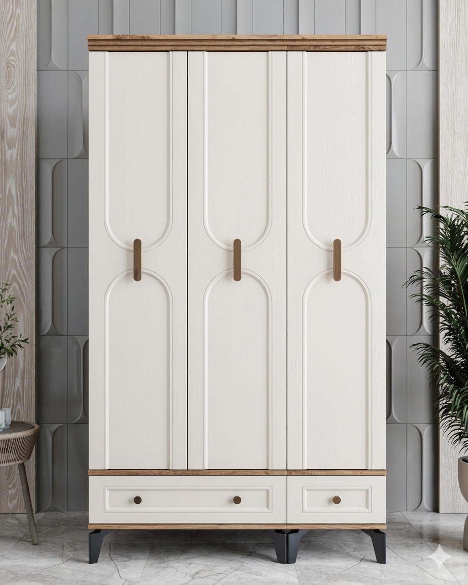 Loren 3 Kapılı Dolap  / Komple MDF / Aytaşı