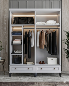 Loren 4 Kapılı Dolap / Komple MDF / Beyaz