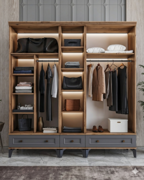 Loren 5 Kapılı Dolap / Komple MDF / Antrasit