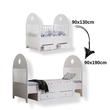 Lotus Uzayan Karyola - Beyaz