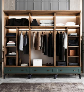 Loren 6 Kapılı Dolap / Komple MDF / Haki Yeşil