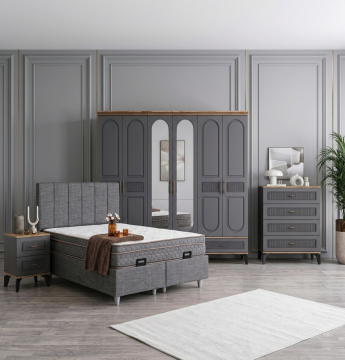 Libra Yatak Odası / Komple MDF / Antrasit