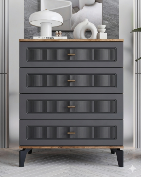 Libra Yatak Odası / Komple MDF / Antrasit