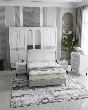 Libra Yatak Odası / Komple MDF / Beyaz