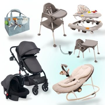 8 Parça Bebek Seti/Joell Bebek Arabası/Puset/Ana Kucağı/Mama Sandalyesi/Yürüteç/Organizer/Yağmurluk