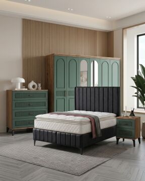 Libra Yatak Odası / Komple MDF / Haki Yeşil