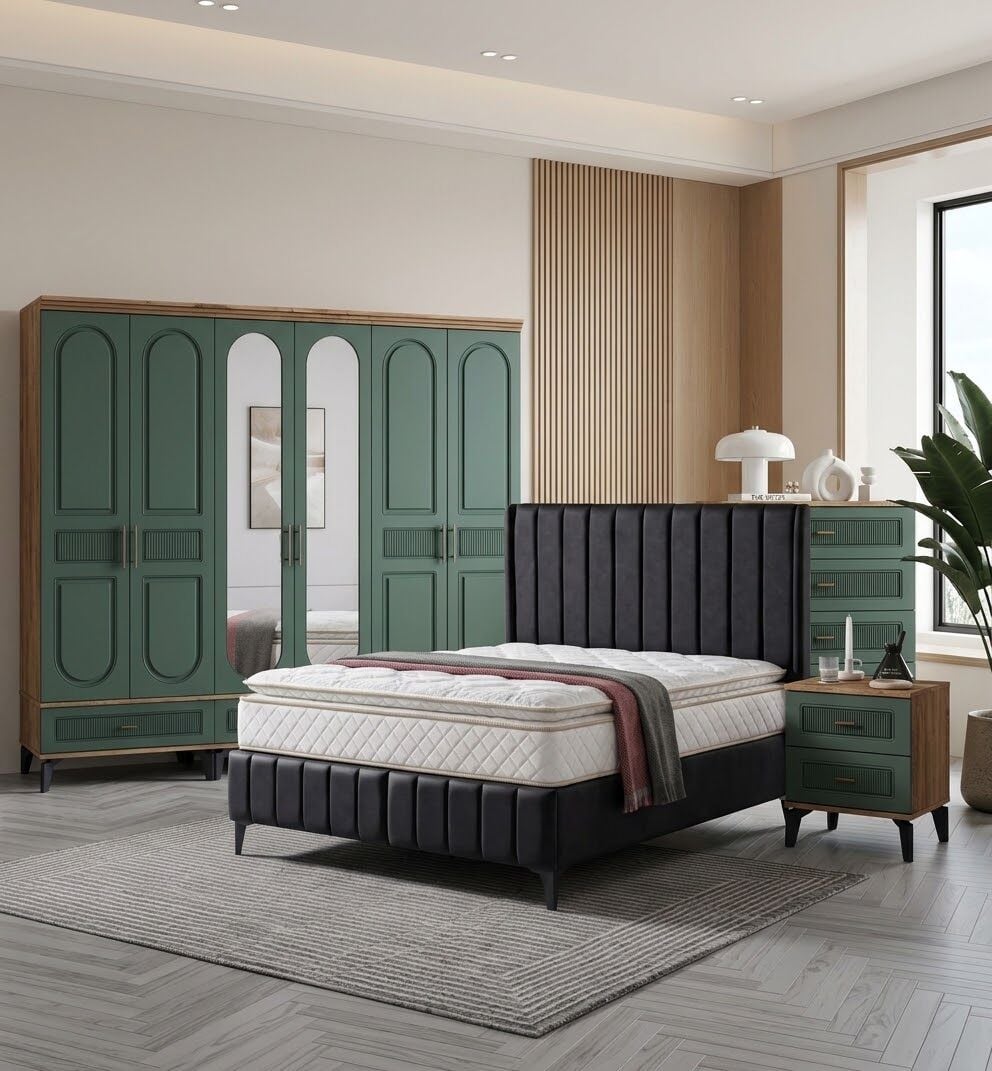 Libra Yatak Odası / Komple MDF / Haki Yeşil