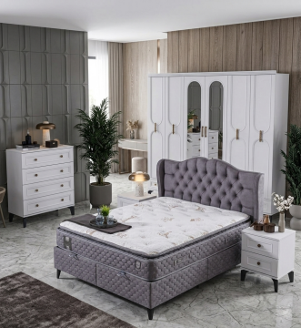 Loren Yatak Odası / Komple MDF / Beyaz