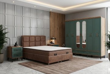 Loren Yatak Odası / Komple MDF / Haki Yeşil