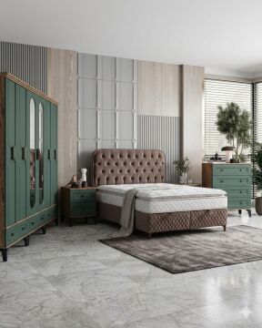 Loren Yatak Odası / Komple MDF / Haki Yeşil