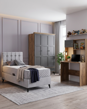 Karin Genç Odası / Çocuk Odası / Komple MDF / Antrasit