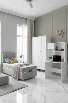 Karin Genç Odası / Çocuk Odası / Komple MDF / Beyaz